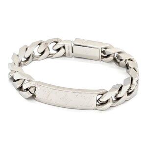 Louis Vuitton and Chain Monogram Bracelet Silver Color Metal
